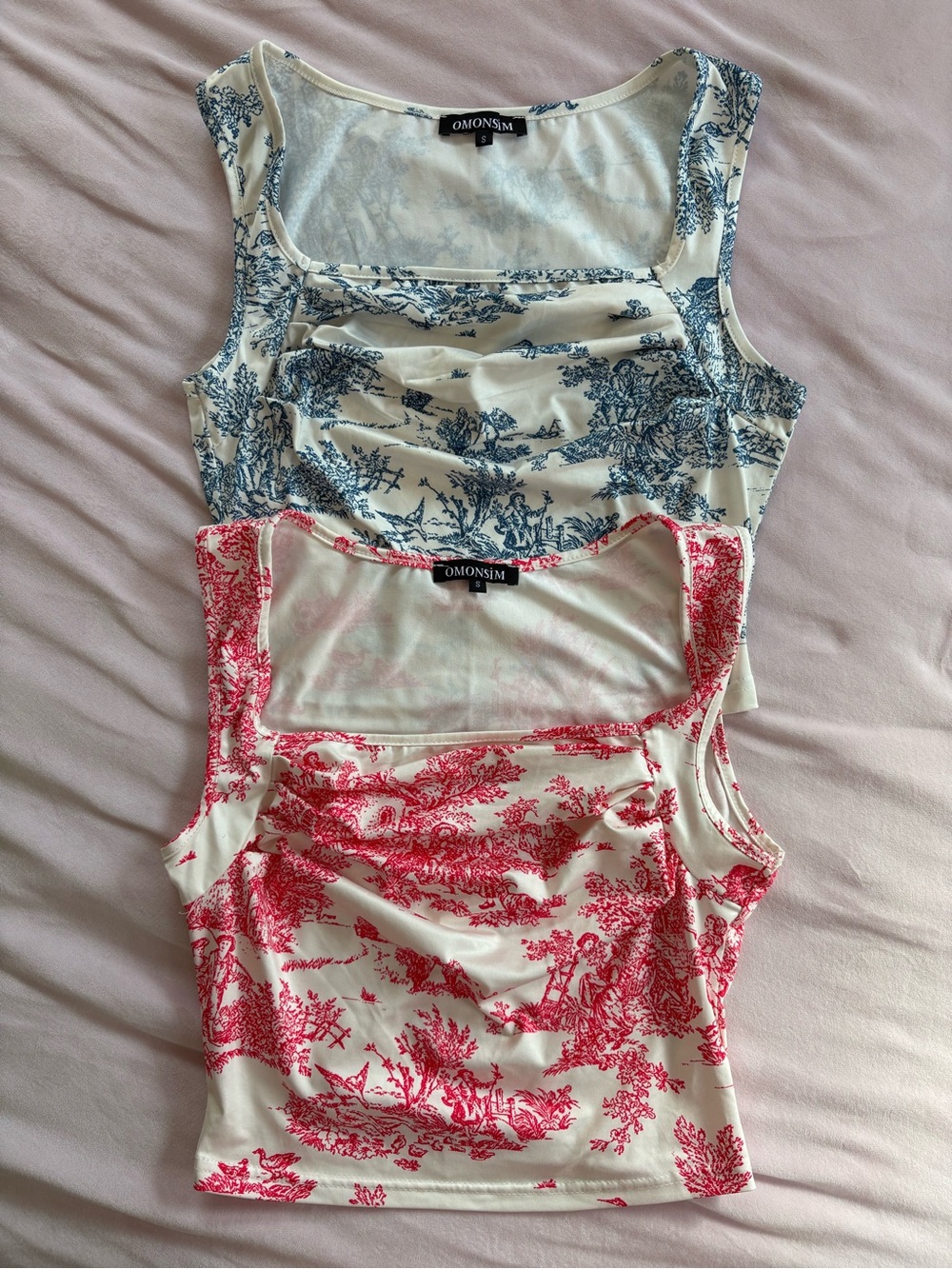 Toile Print Crop Tops